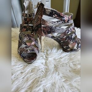 JLO Jennifer Lopez Vivien Caged Snakeskin Stiletto Heels - Size 6.5